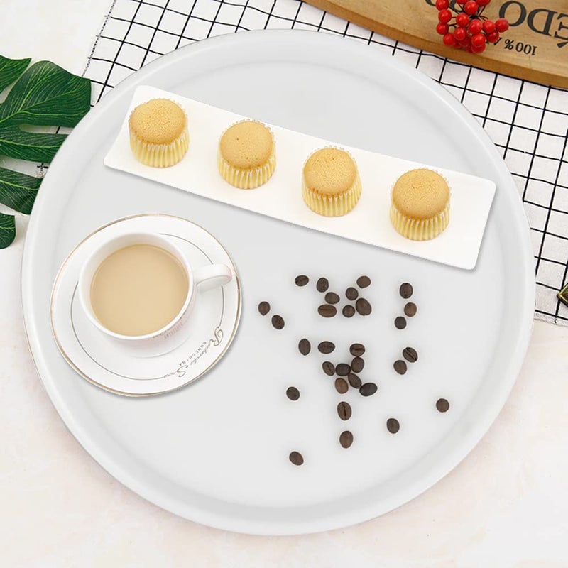 Saedy White Plastic Fast Food Trays, Round Serving Trays(4 Packs) - Image 4